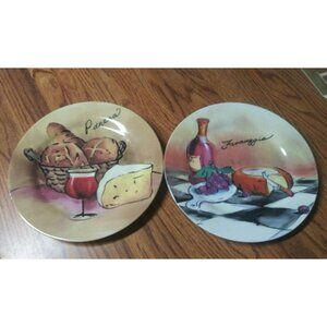 2 Appetizer Plates Pacific Island Creations Ceramic Panera Fromaggio Cheese EUC